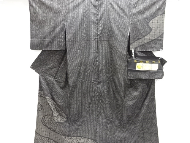 JAPANESE KIMONO / HOMONGI / OSHIMA TSUMUGI / DYED / STREAM WATER 